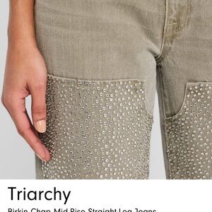 Triarchy Birkin Champ Mid-Rise Straight Leg Jeans - khaki green worn once